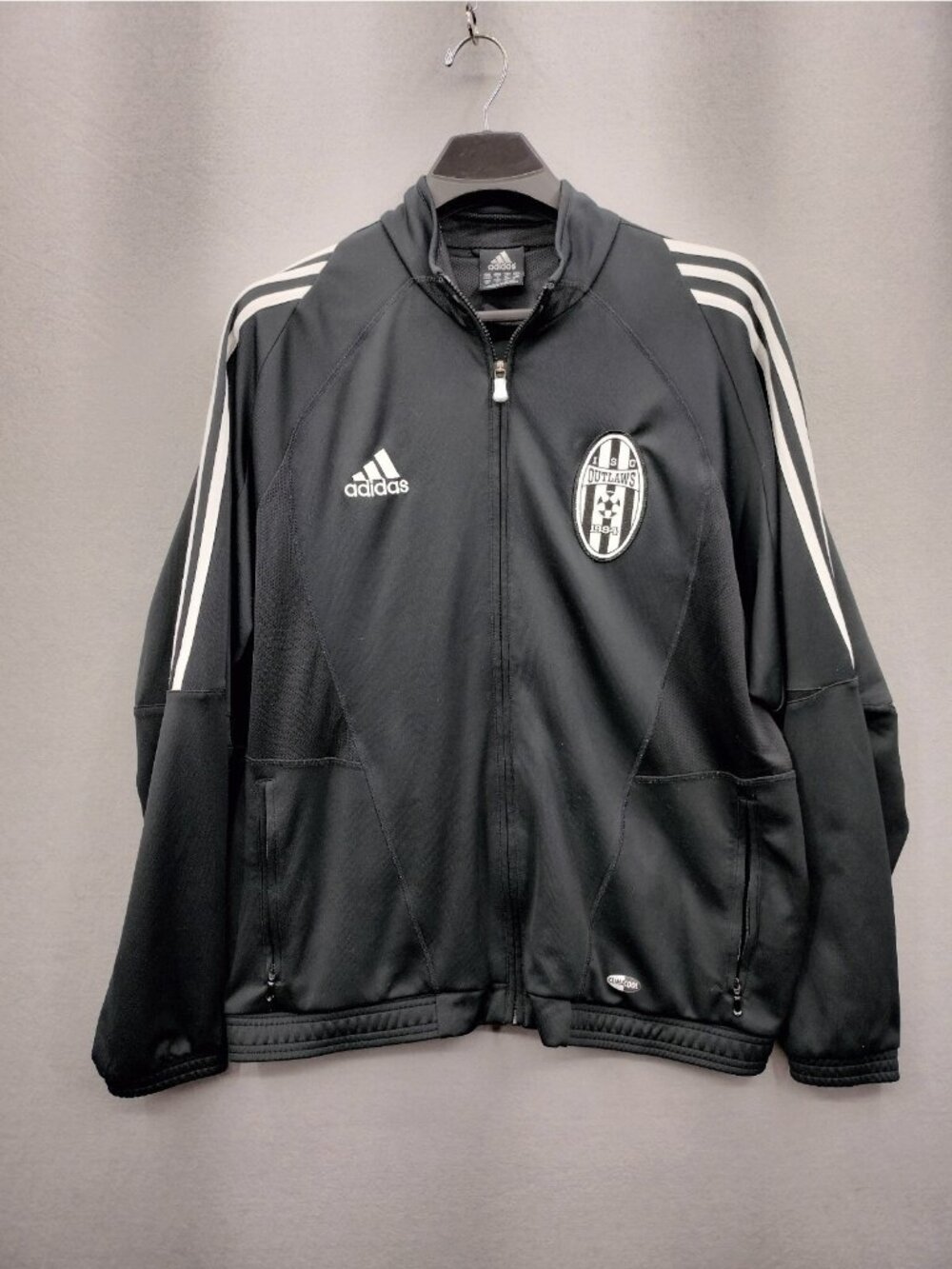 Adidas Track Jacket Mens Size M Black White ClimaCool Full Zip Soccer Outlaws